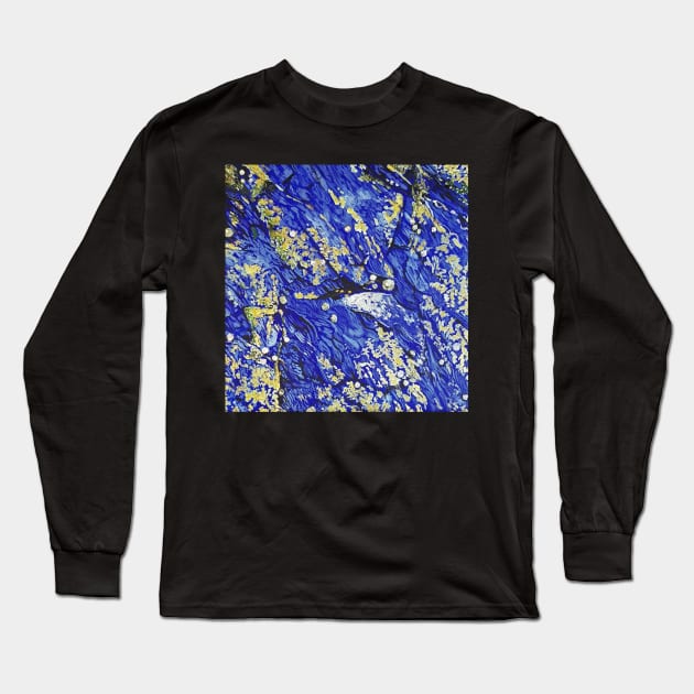 Rockpools in Blue and Gold Long Sleeve T-Shirt by AdamRTucker